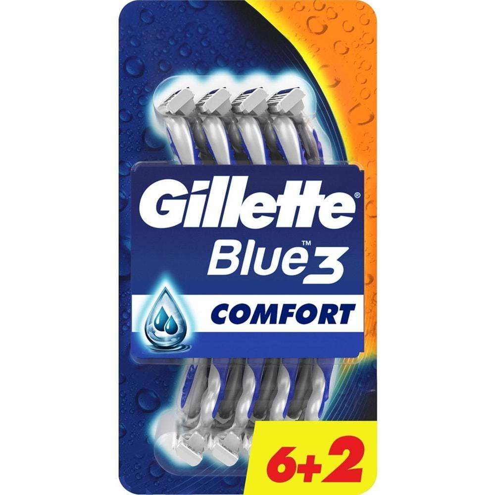 Gillette Blue3 Comfort Kullan At Tıraş Bıçağı (6+2) Toplam 24 Adet (Avantaj Pk) (3 Lü Set)