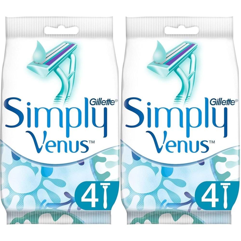 Gillette Simply Venus 2 Kullan At Kadın Tıraş Bıçağı 8 Li Set (2PK*4)