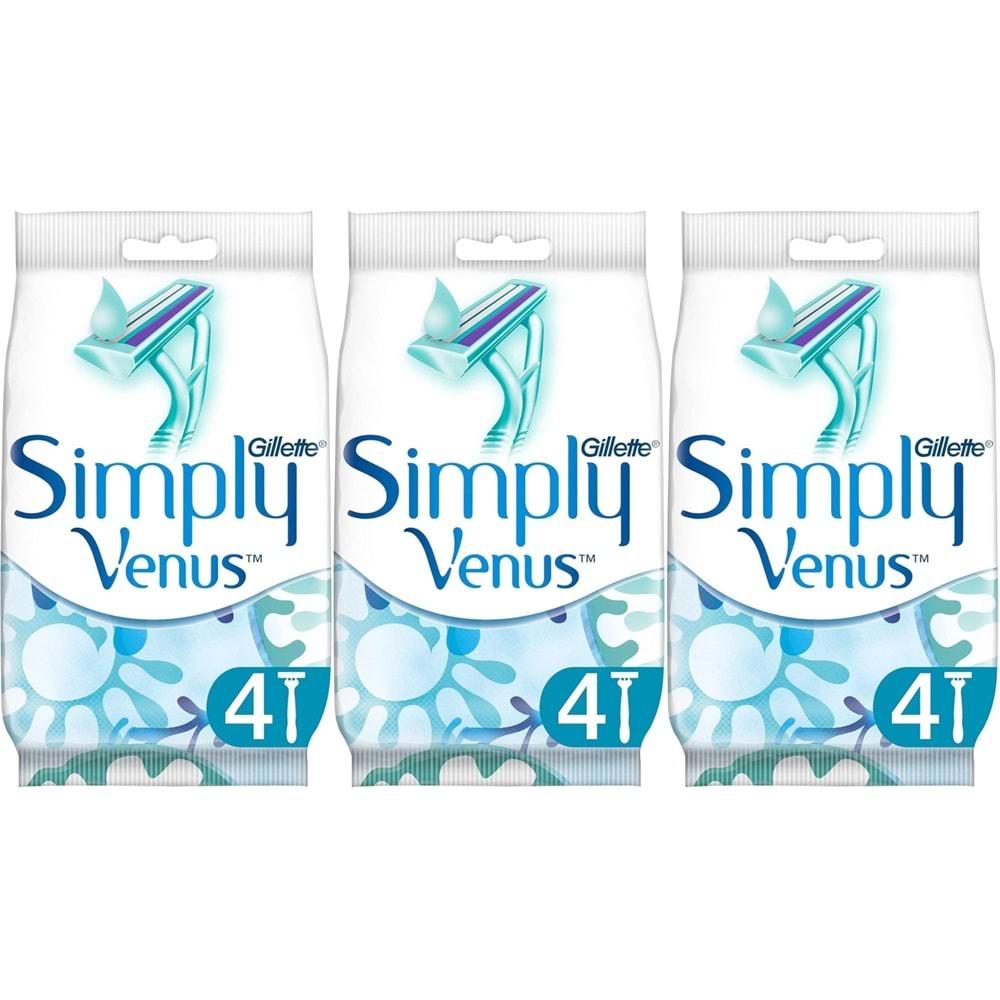 Gillette Simply Venus 2 Kullan At Kadın Tıraş Bıçağı 12 Li Set (3PK*4)