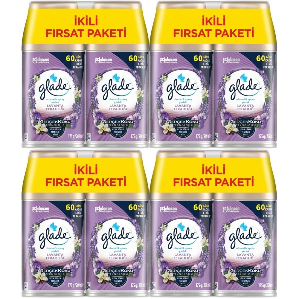 Glade Oda Kokusu Otomatik Sprey Yedek 269ML (8 Li Set) Lavanta (4PK*2)