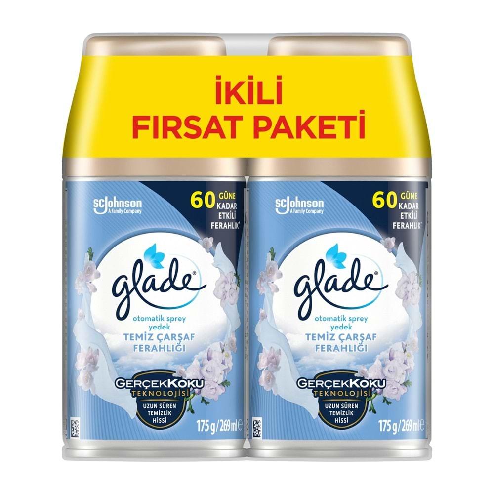 Glade Oda Kokusu Otomatik Sprey Yedek 269ML (8 Li Set) Temiz Çarşaf Ferahlığı (4PK*2)