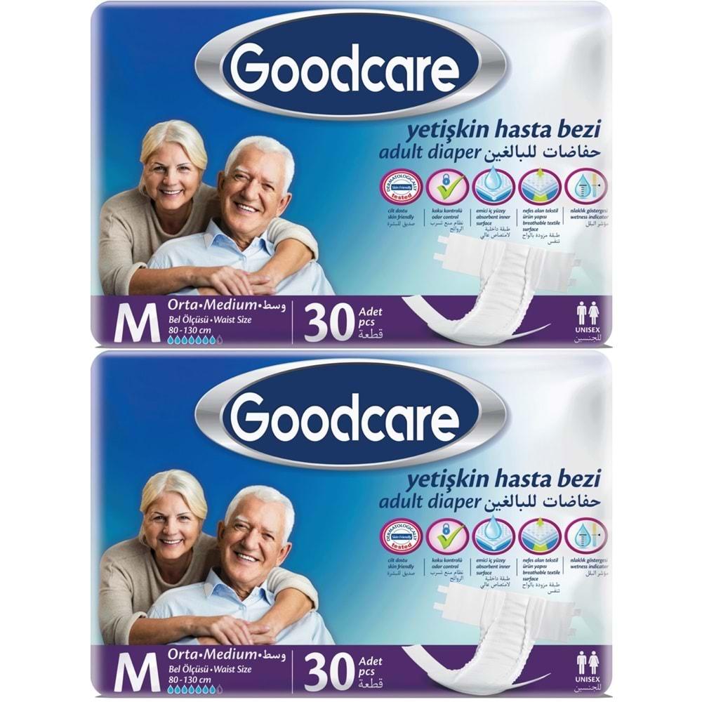 Goodcare Hasta Bezi Yetişkin Bel Bantlı Tekstil Yüzey M Medium - Orta 60 Adet (2PK*30)