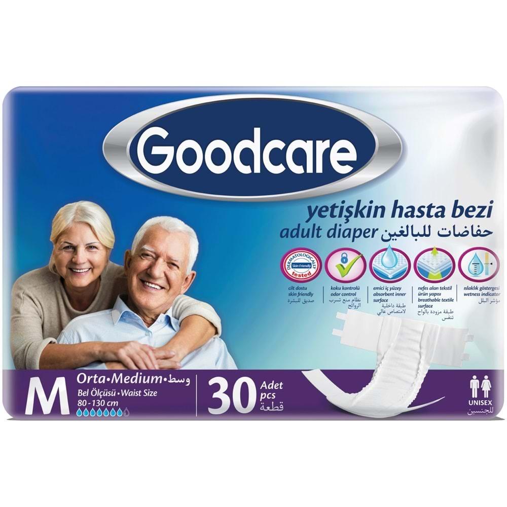 Goodcare Hasta Bezi Yetişkin Bel Bantlı Tekstil Yüzey M Medium - Orta 120 Adet (4PK*30)