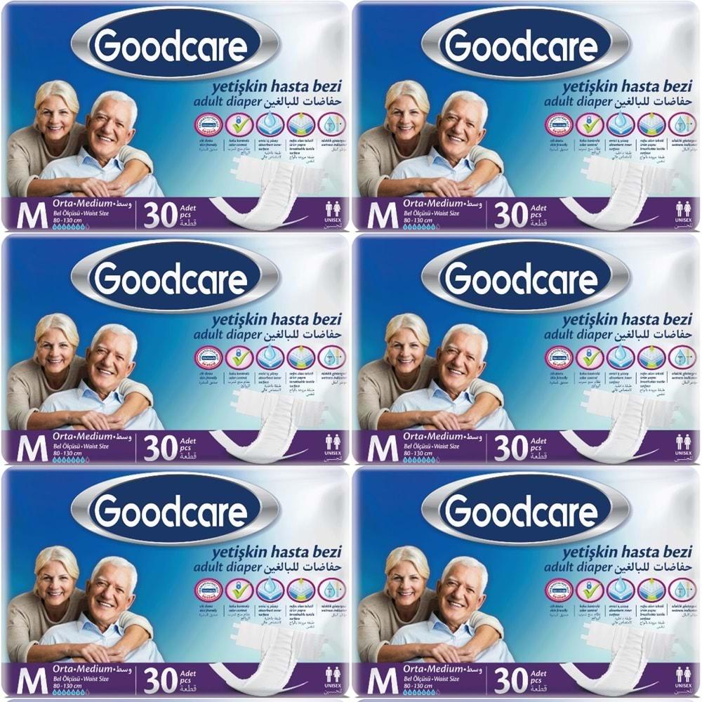 Goodcare Hasta Bezi Yetişkin Bel Bantlı Tekstil Yüzey M Medium - Orta 180 Adet (6PK*30)