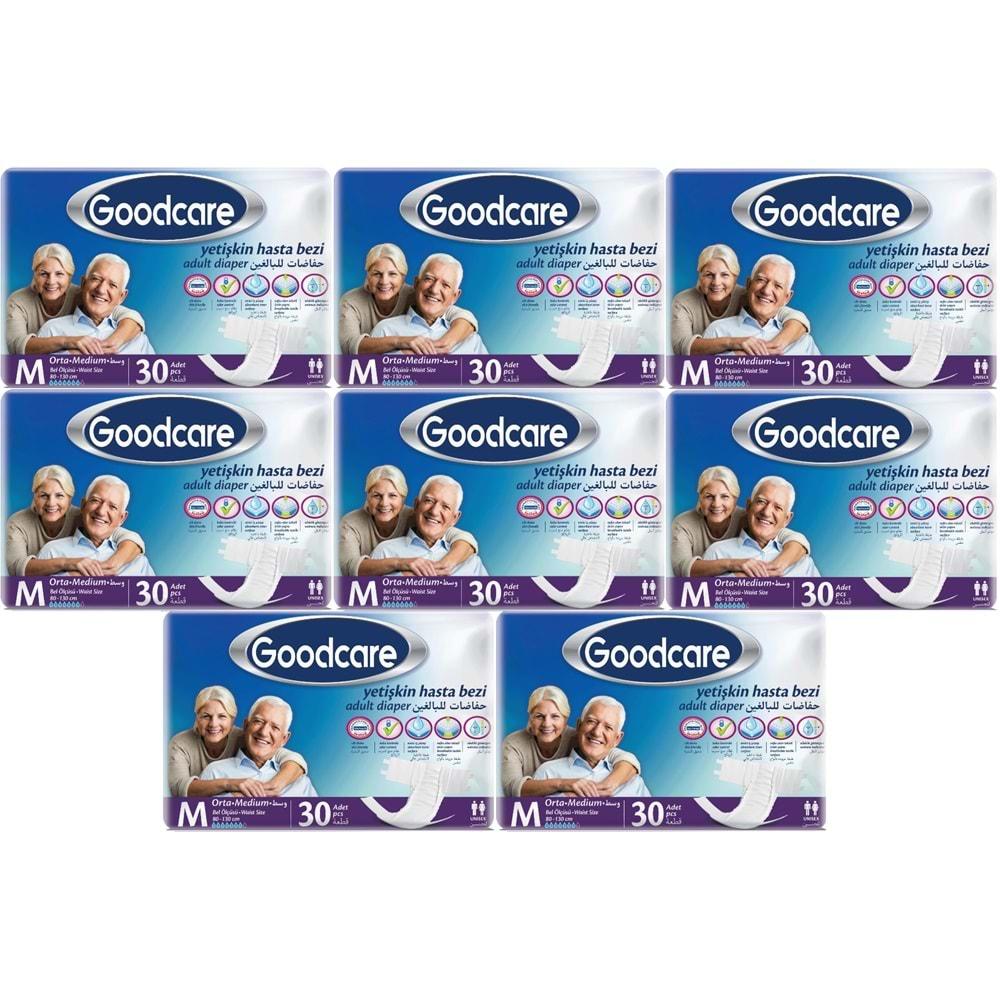 Goodcare Hasta Bezi Yetişkin Bel Bantlı Tekstil Yüzey M Medium - Orta 240 Adet (8PK*30)