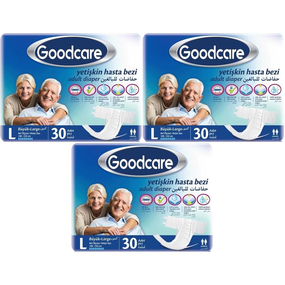 Goodcare Hasta Bezi Yetişkin Bel Bantlı Tekstil Yüzey L Large - Büyük 90 Adet (3PK*30)