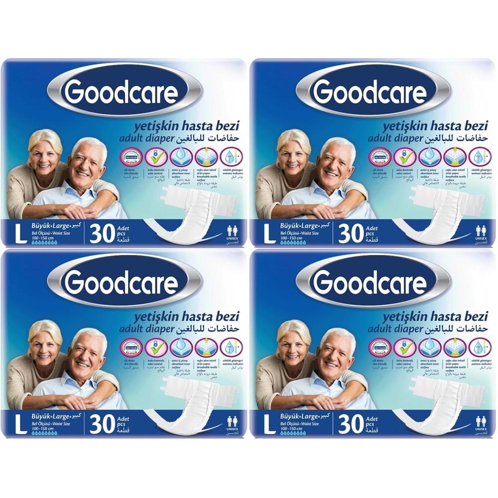 Goodcare Hasta Bezi Yetişkin Bel Bantlı Tekstil Yüzey L Large - Büyük 120 Adet (4PK*30)