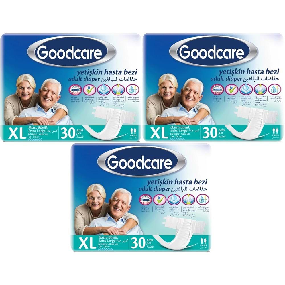 Goodcare Hasta Bezi Yetişkin Bel Bantlı Tekstil Yüzey XL Extra Large - Ekstra Büyük 90 Adet (3PK*30)