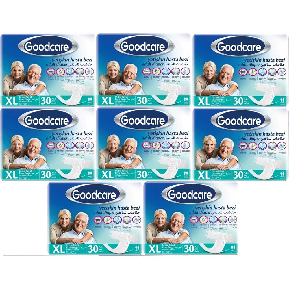 Goodcare Hasta Bezi Yetişkin Bel Bantlı Tekstil Yüzey XL Extra Large- Ekstra Büyük 240 Adet (8PK*30)