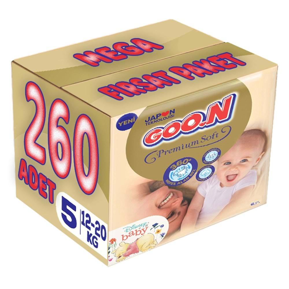 Goon Premium Soft Bebek Bezi Beden:5 (12-20Kg) Junior 260 Adet Mega Fırsat Pk