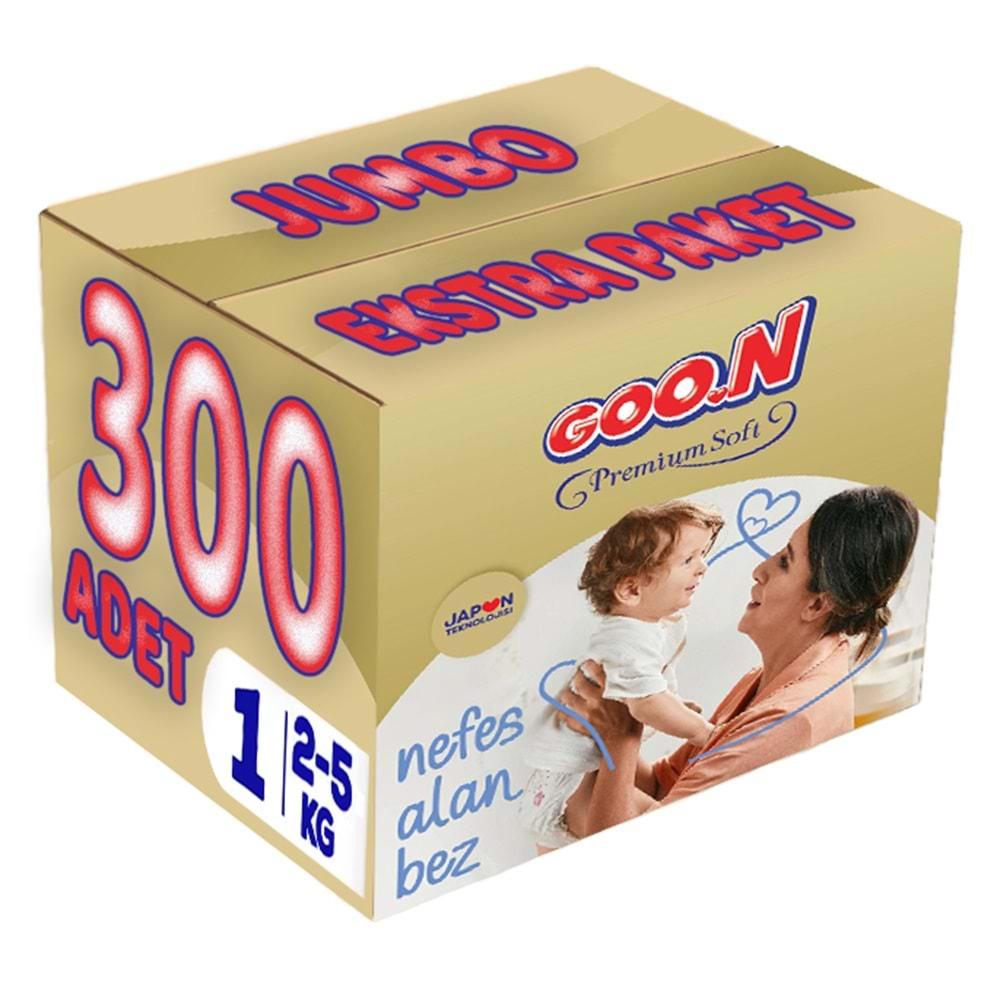 Goon Premium Soft Bebek Bezi Beden:1 (2-5Kg) Yeni Doğan 300 Adet Jumbo Ekstra Pk