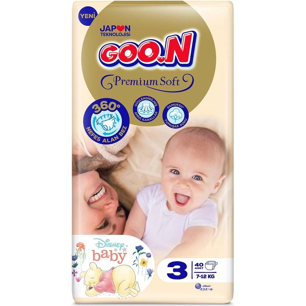 Goon Premium Soft Bebek Bezi Beden:3 (7-12Kg) Midi 160 Adet Jumbo Aylık Pk