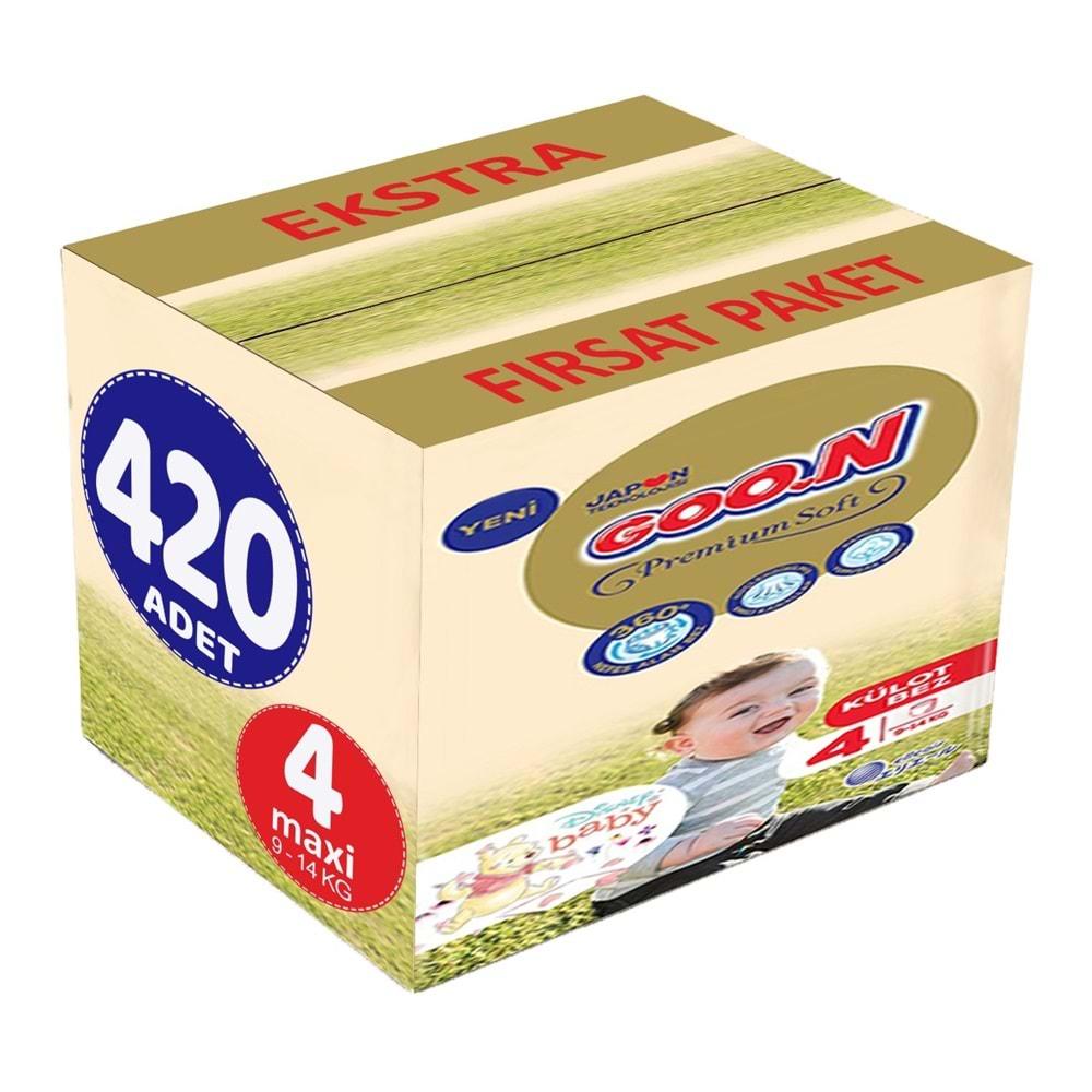 Goon Premium Soft Külot Bebek Bezi Beden:4 (9-14Kg) Maxi 420 Adet Ekstra Fırsat Pk