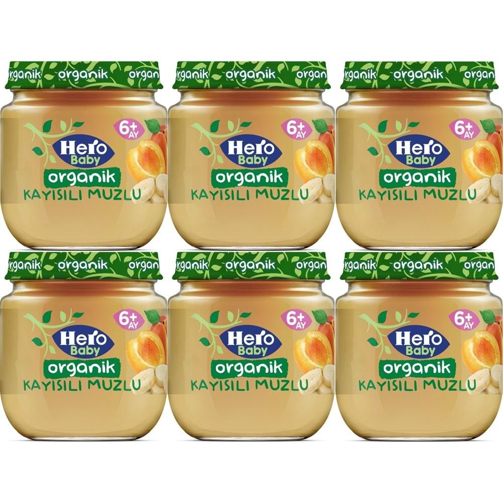 Hero Baby Kavanoz Maması 120GR Organik Kayısılı Muzlu (6 Lı Set)