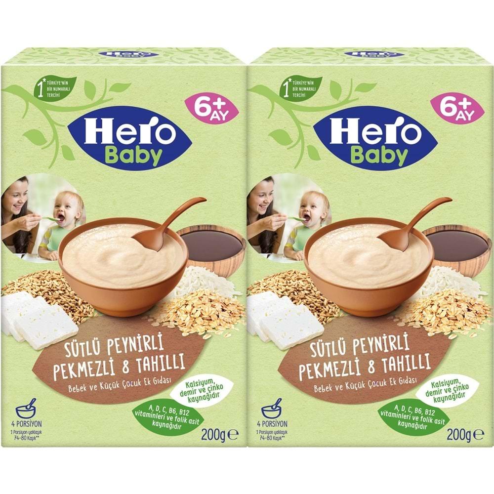 Hero Baby Kaşık Maması 200GR Sütlü Peynirli Pekmezli 8 Tahıllı 2 Li Set