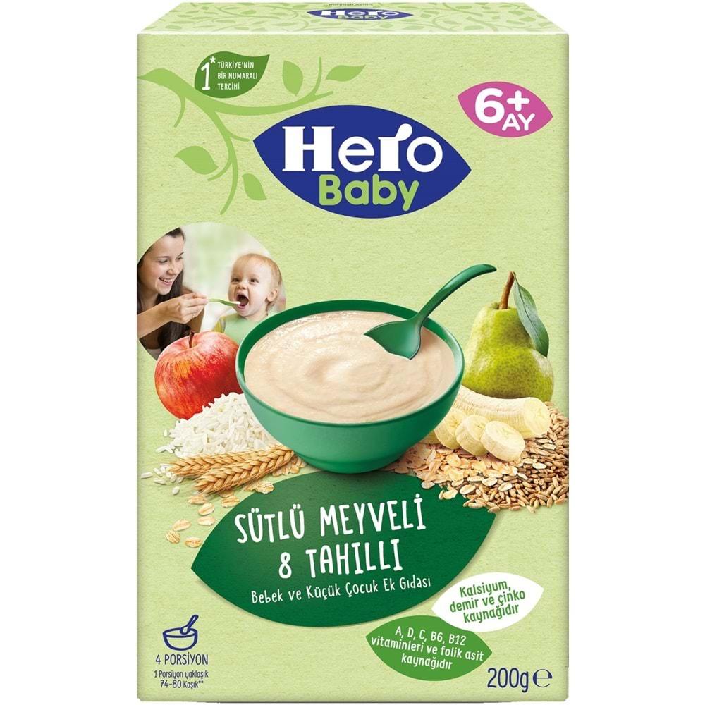 Hero Baby Kaşık Maması 200GR Sütlü Meyveli 8 Tahıllı 5 Li Set