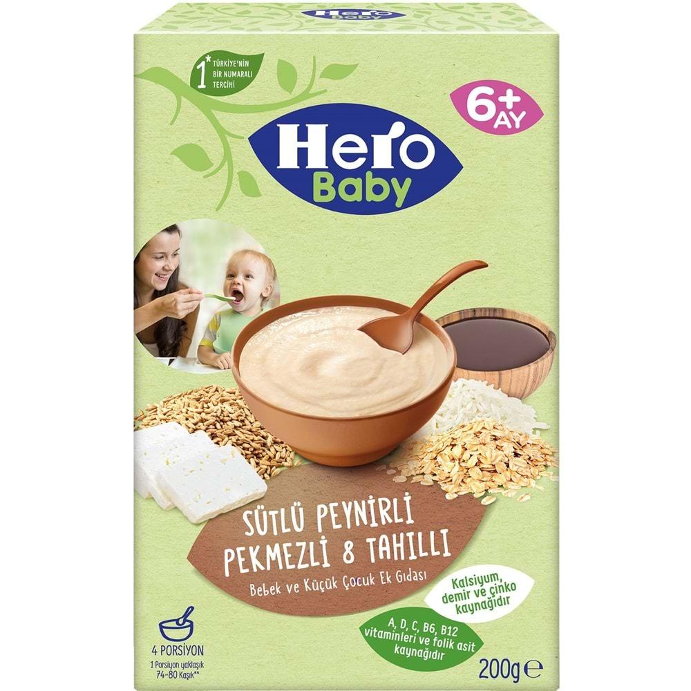 Hero Baby Kaşık Maması 200GR Sütlü Peynirli Pekmezli 8 Tahıllı 12 Li Set