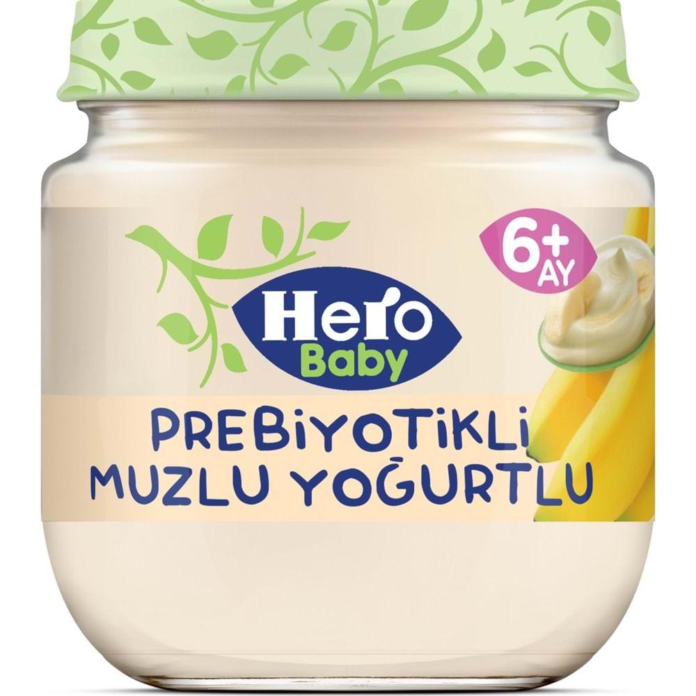 Hero Baby Kavanoz Maması 120GR Prebiyotikli Muzlu Yoğurtlu (6 Lı Set)