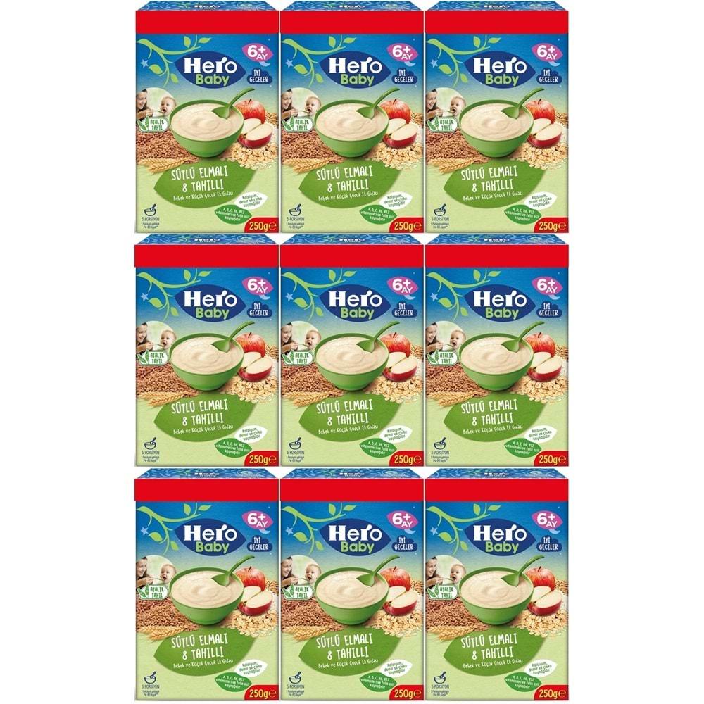 Hero Baby Kaşık Maması 250GR Sütlü Meyveli 8 Tahıllı (Avantaj Pk) (9 Lu Set)