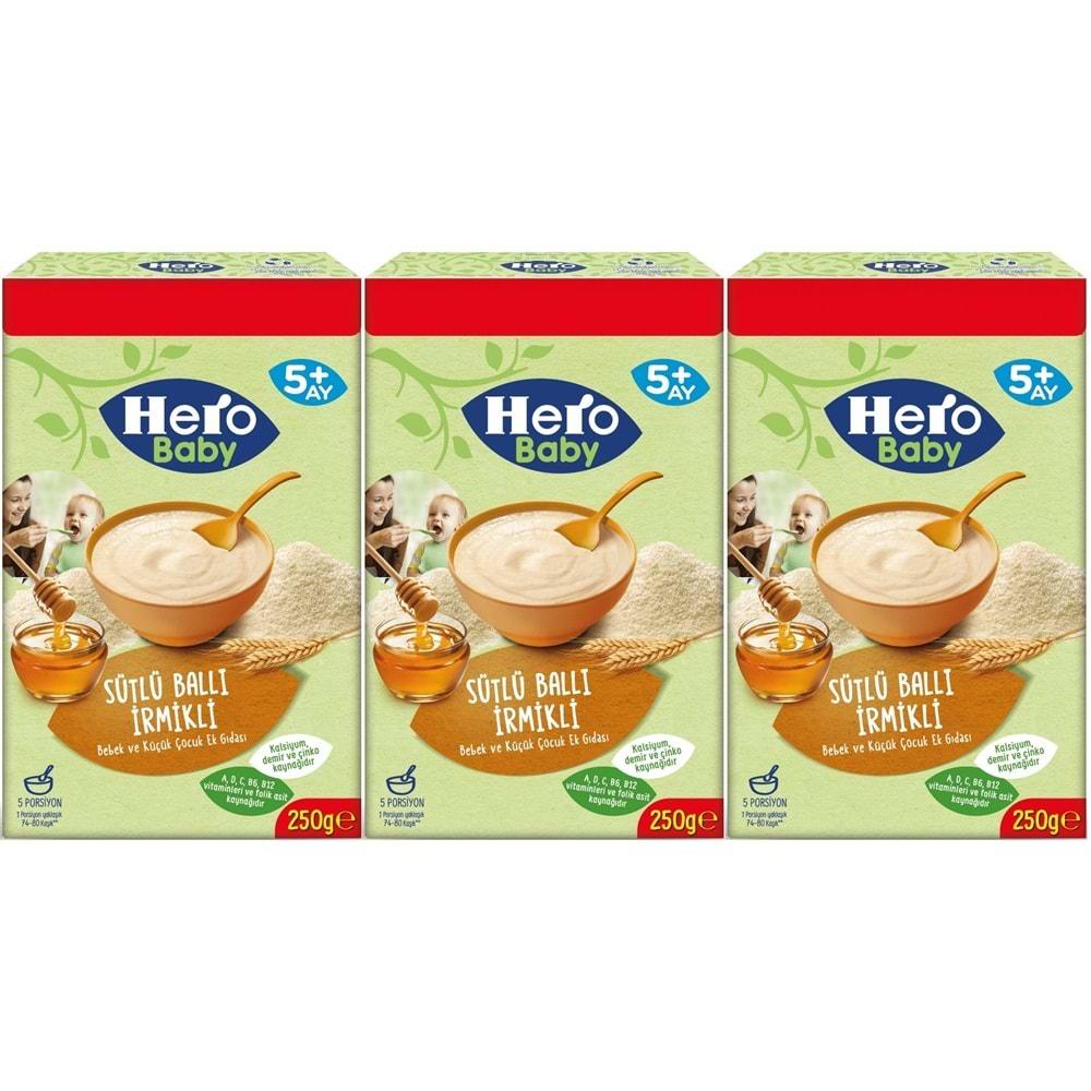 Hero Baby Kaşık Maması 250GR Sütlü Ballı İrmikli (Avantaj Pk) (3 Lü Set)