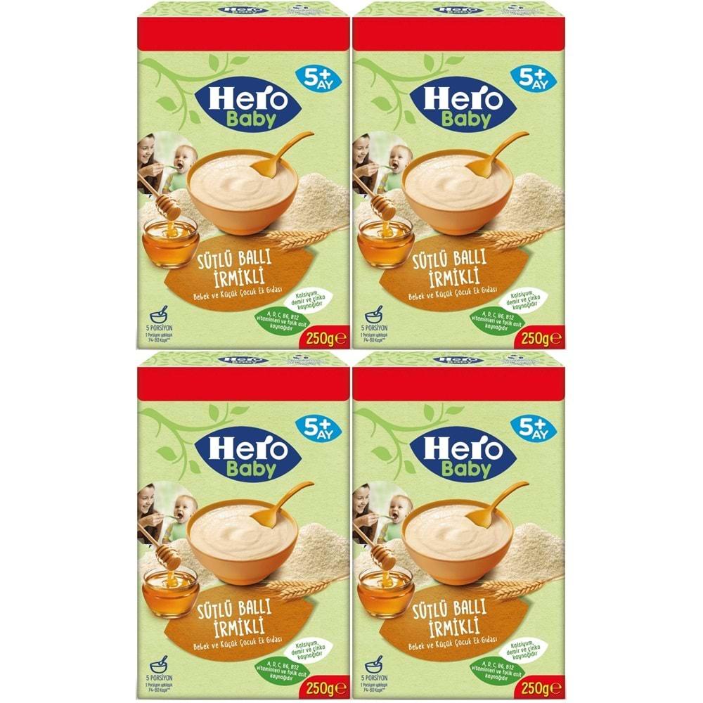 Hero Baby Kaşık Maması 250GR Sütlü Ballı İrmikli (Avantaj Pk) (4 Lü Set)