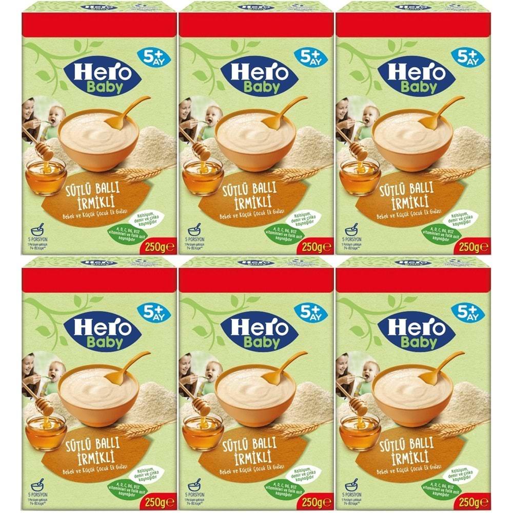 Hero Baby Kaşık Maması 250GR Sütlü Ballı İrmikli (Avantaj Pk) (6 Lı Set)