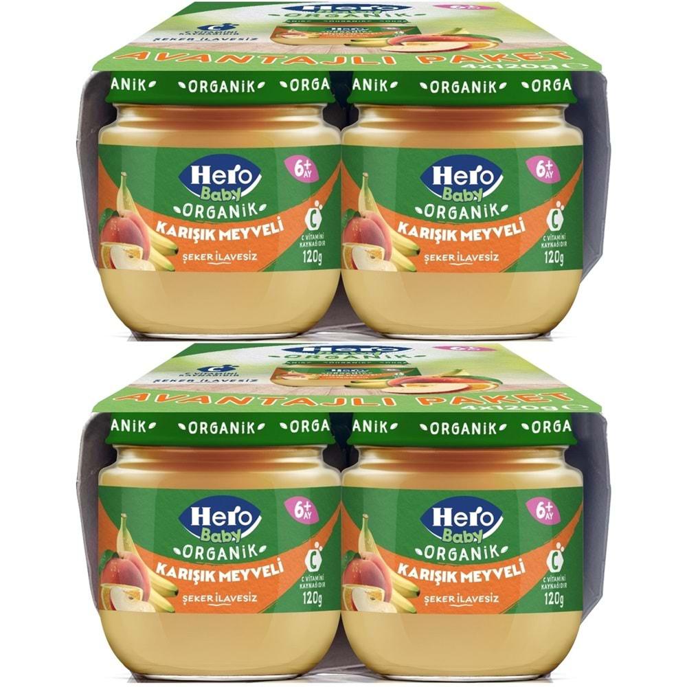 Hero Baby Kavanoz Maması 120GR Avantaj Pk (8 Li Set) Karışık Meyveli (2PK*4)