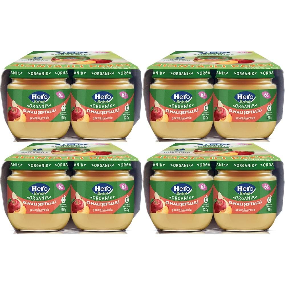 Hero Baby Kavanoz Maması 120GR Avantaj Pk (16 Lı Set) Elmalı Şeftalili (4PK*4)