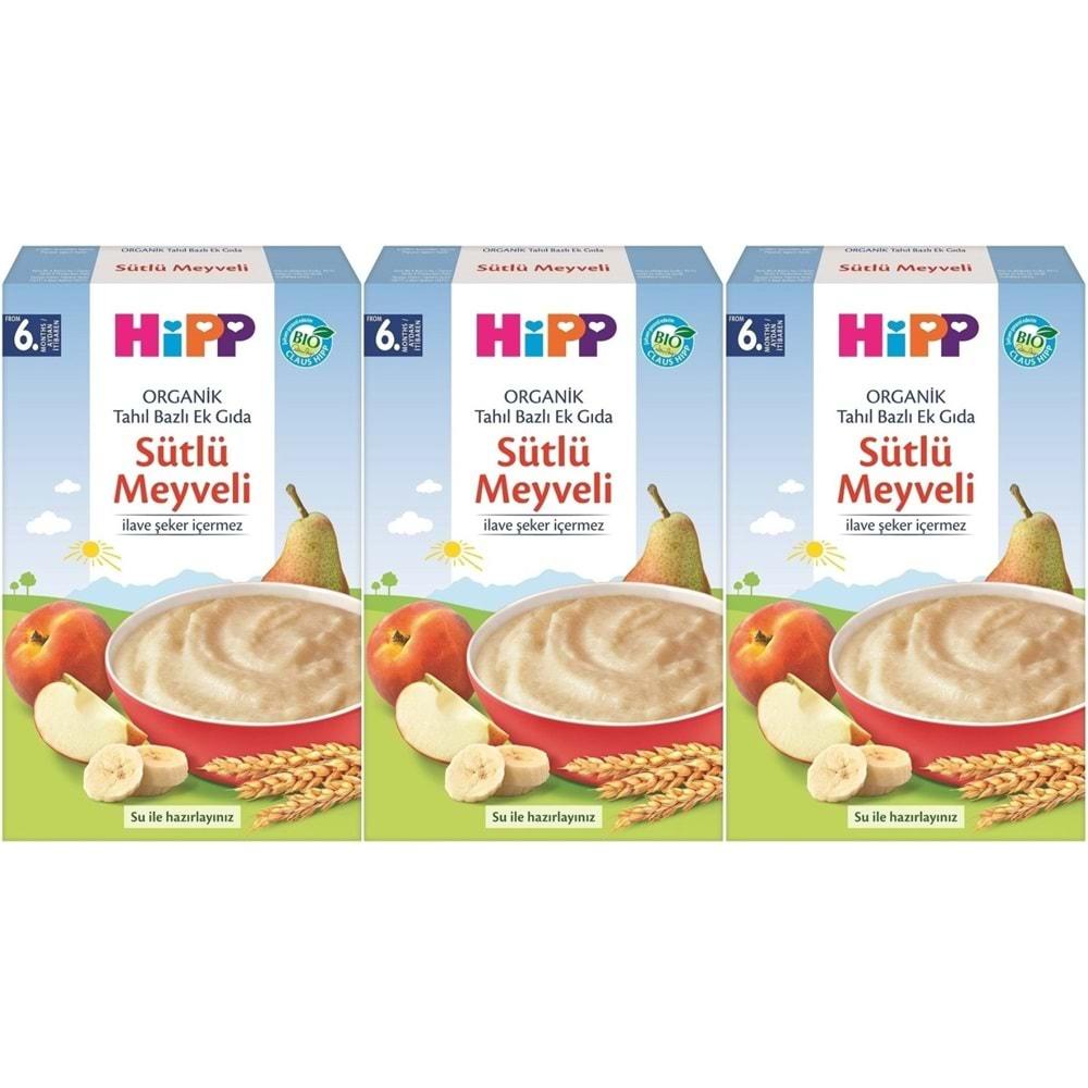 Hipp Organik Sütlü Meyveli Tahıl Bazlı Kaşık Maması 250Gr (3 Lü Set)