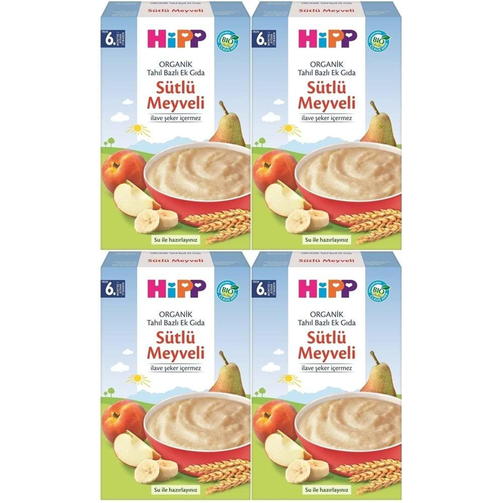 Hipp Organik Sütlü Meyveli Tahıl Bazlı Kaşık Maması 250Gr (4 Lü Set)