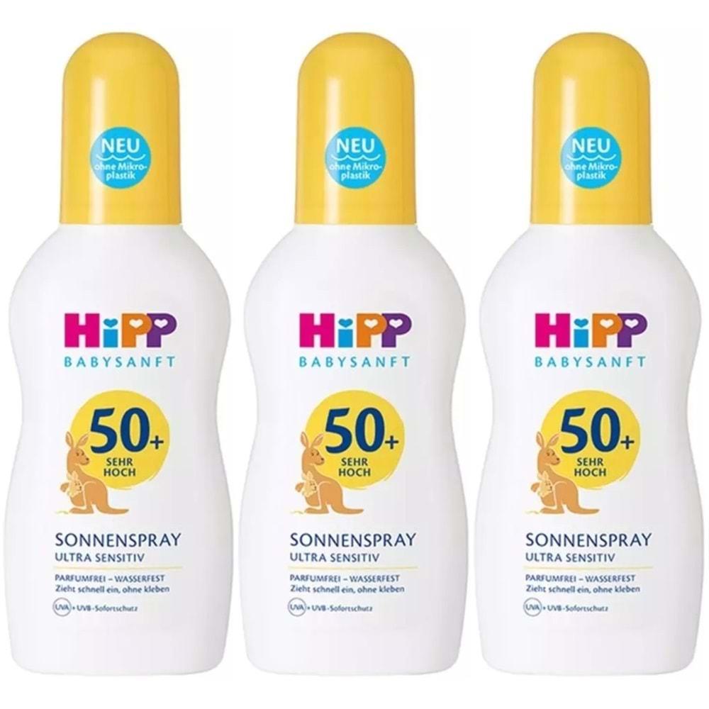 Hipp Babysanft Sprey Güneş Kremi Sonnenspray 50+ Faktör Ultra Sensıtıv 150ML Sprey (3 Lü Set)