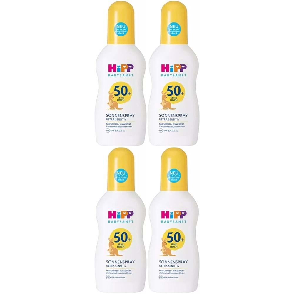 Hipp Babysanft Sprey Güneş Kremi Sonnenspray 50+ Faktör Ultra Sensıtıv 150ML Sprey (4 Lü Set)