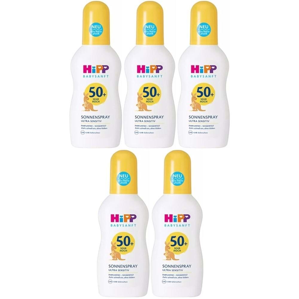 Hipp Babysanft Sprey Güneş Kremi Sonnenspray 50+ Faktör Ultra Sensıtıv 150ML Sprey (5 Li Set)