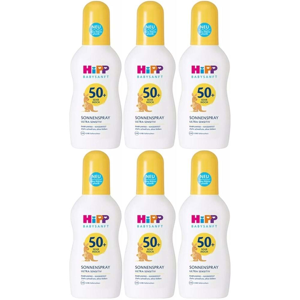 Hipp Babysanft Sprey Güneş Kremi Sonnenspray 50+ Faktör Ultra Sensıtıv 150ML Sprey (6 Lı Set)