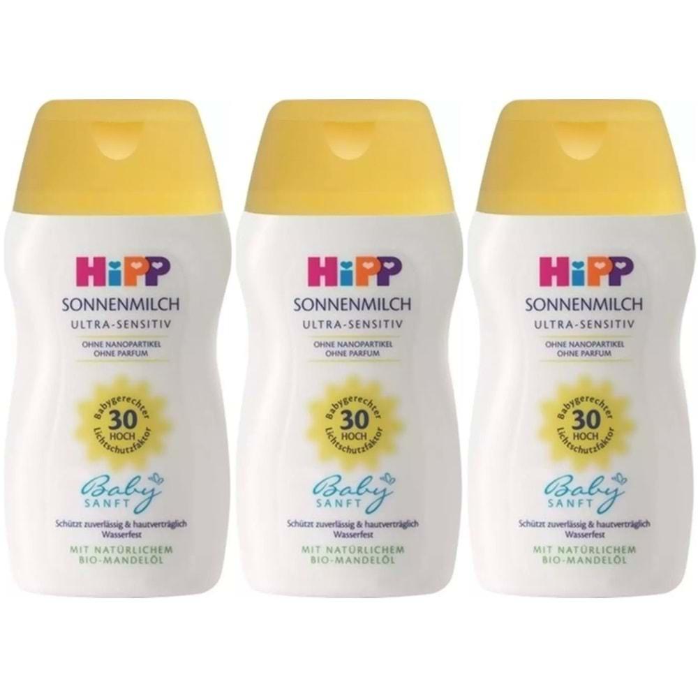 Hipp Babysanft Güneş Kremi -Yüz için Sonnen Gesıchtscreme 30 Faktör Ultra Sensıtıv 50ML (3 Lü Set)