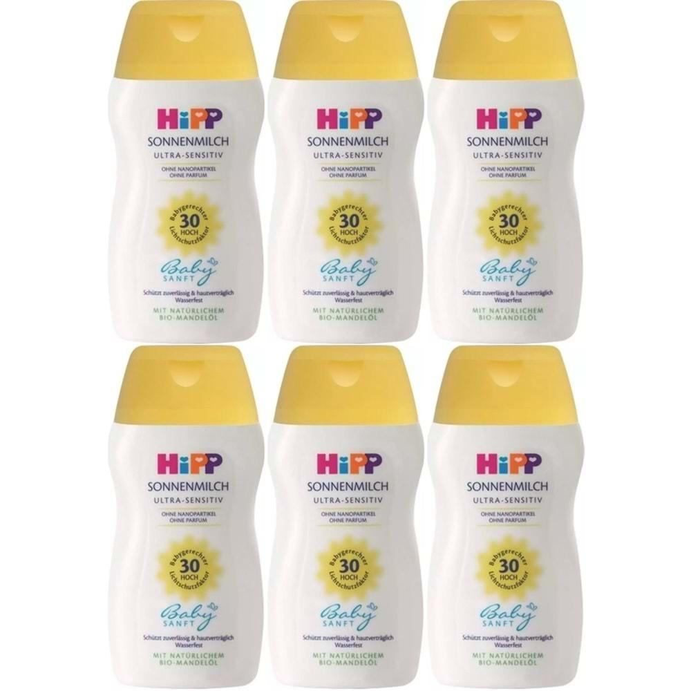 Hipp Babysanft Güneş Kremi -Yüz için Sonnen Gesıchtscreme 30 Faktör Ultra Sensıtıv 50ML (6 Lı Set)