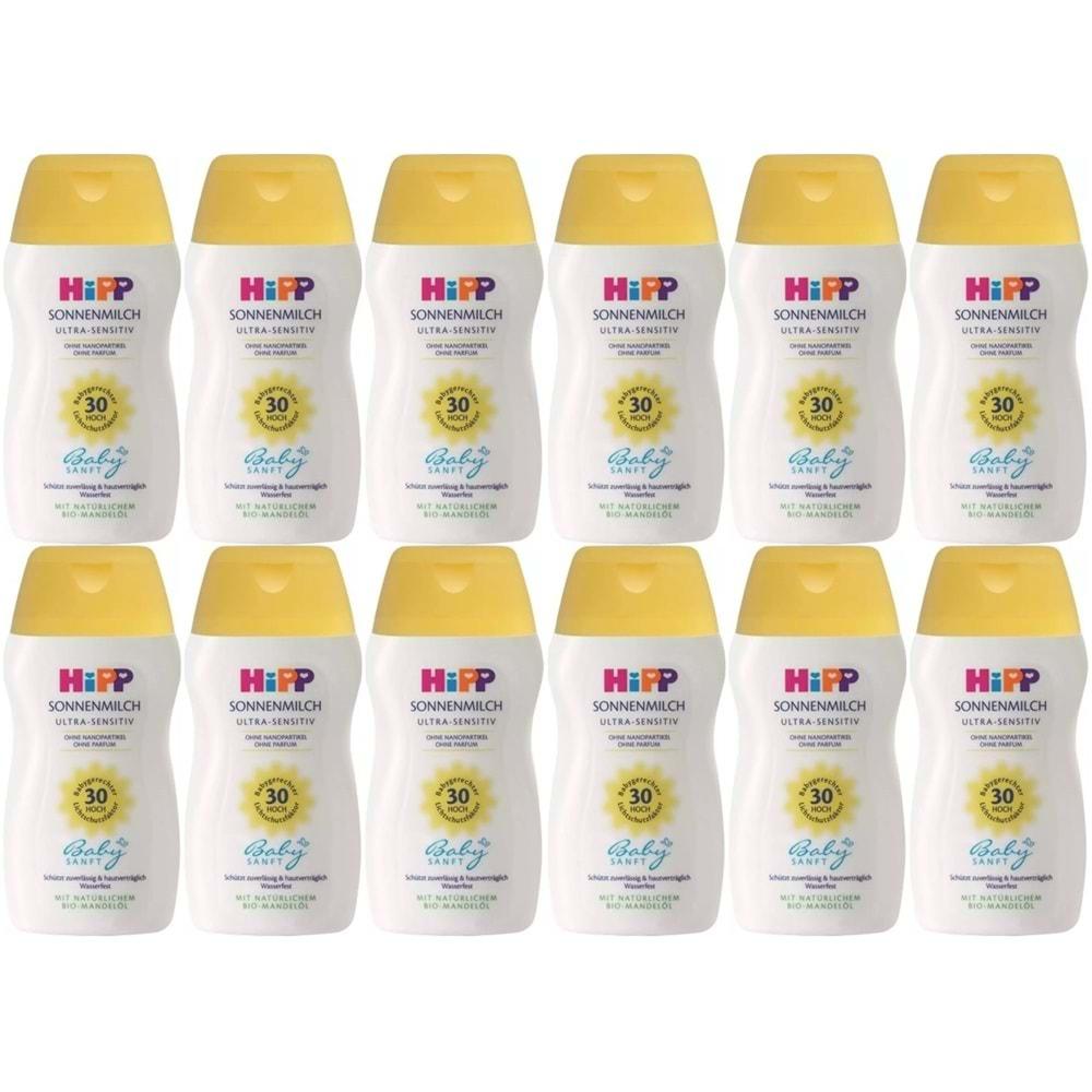 Hipp Babysanft Güneş Kremi -Yüz için Sonnen Gesıchtscreme 30 Faktör Ultra Sensıtıv 50ML (12 Li Set)