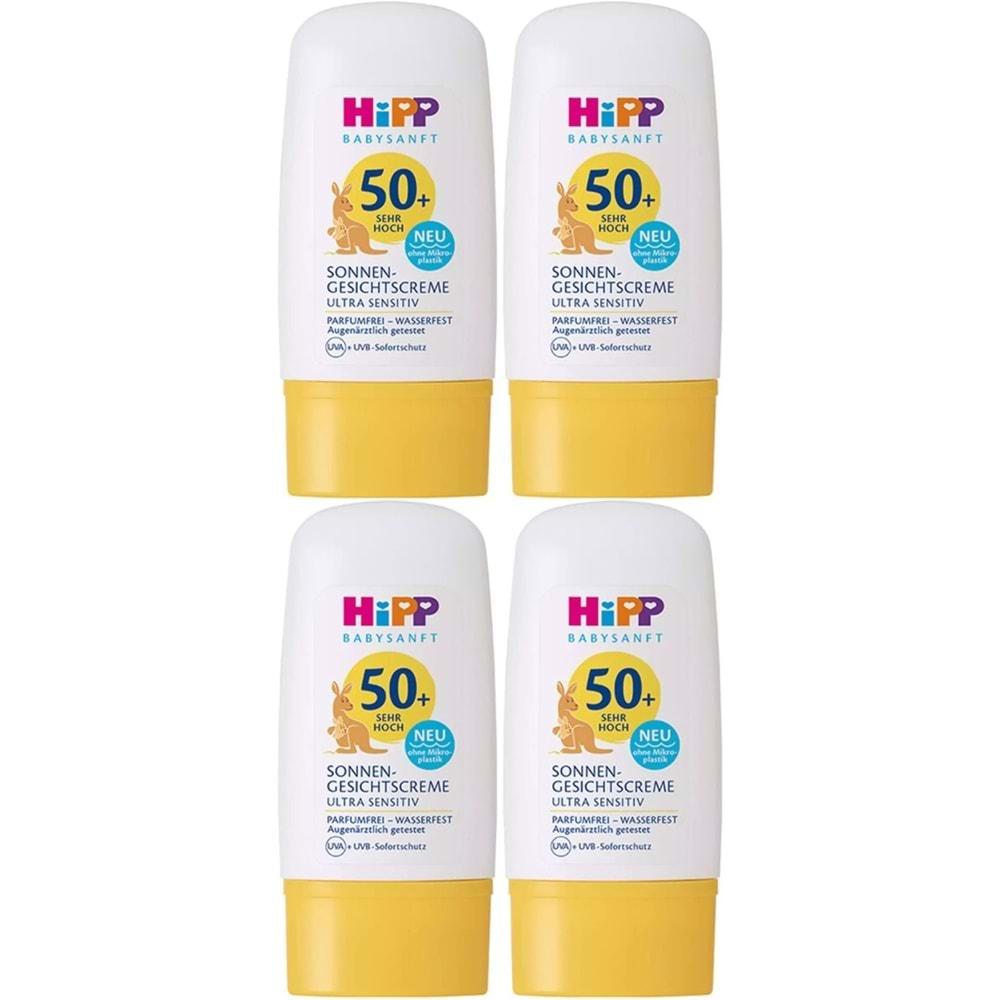 Hipp Babysanft Güneş Kremi -Yüz için Sonnen Gesıchtscreme 50+ Faktör Ultra Sensıtıv 30ML (4 Lü Set)