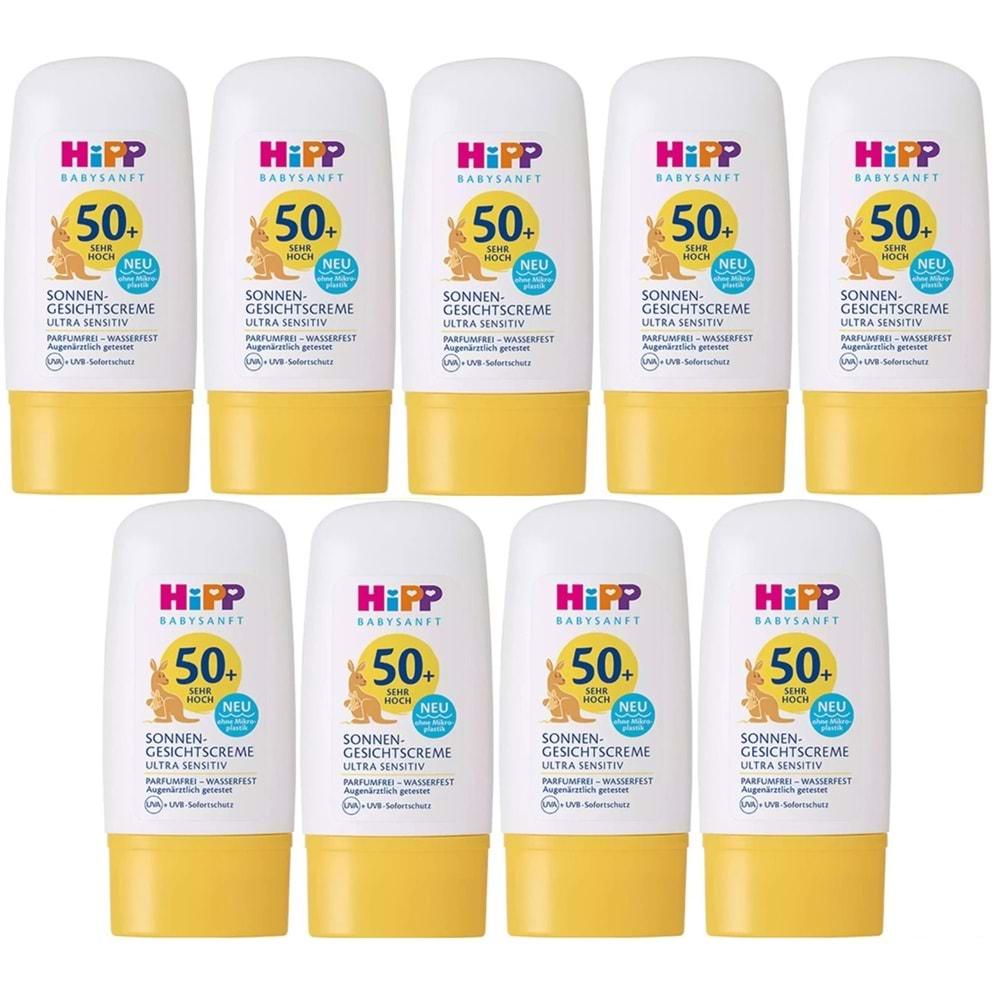 Hipp Babysanft Güneş Kremi -Yüz için Sonnen Gesıchtscreme 50+ Faktör Ultra Sensıtıv 30ML (9 Lu Set)