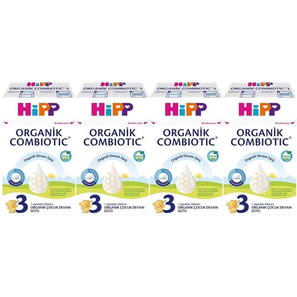 Hipp Organik Combiotic Devam Sütü 600GR No:3 (1 Yaşından İtibaren) (4 Lü Set)