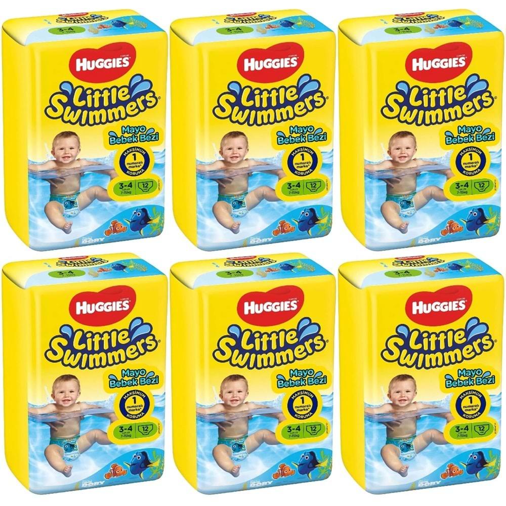 Huggıes Little Swımmers Mayo Bebek Bezi Beden:3-4 (7-15Kg) 72 Adet (6Pk*12)