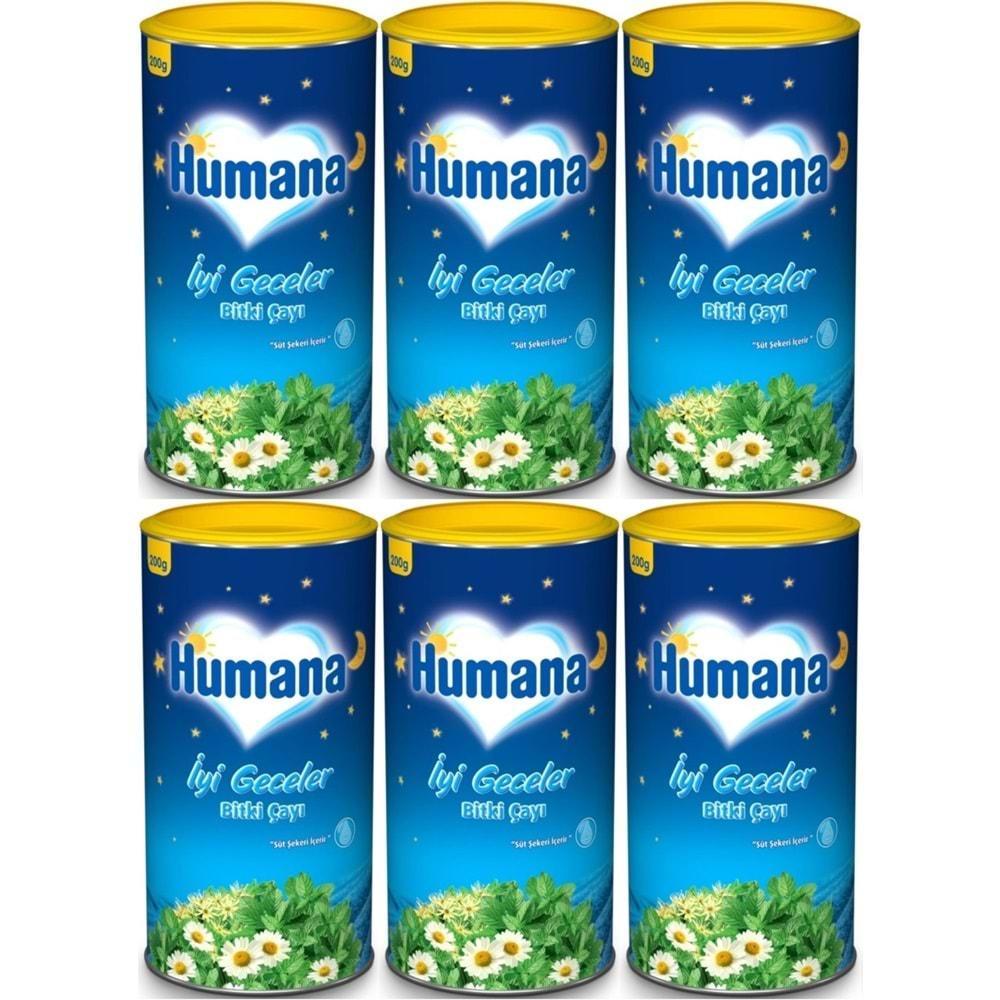 Humana İyi Geceler Çayı 200GR (Melisa Yağı İçeren Karışık Bitki İçecek Tozu) (6 Lı Set)