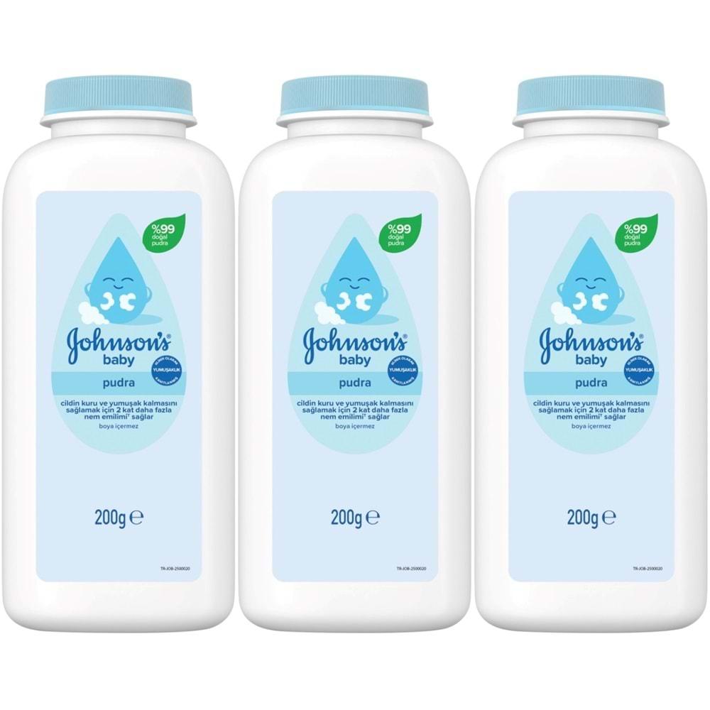 Johnsons Baby Bebek Pudrası 200GR Klasik (%99 Doğal) (3 Lü Set)
