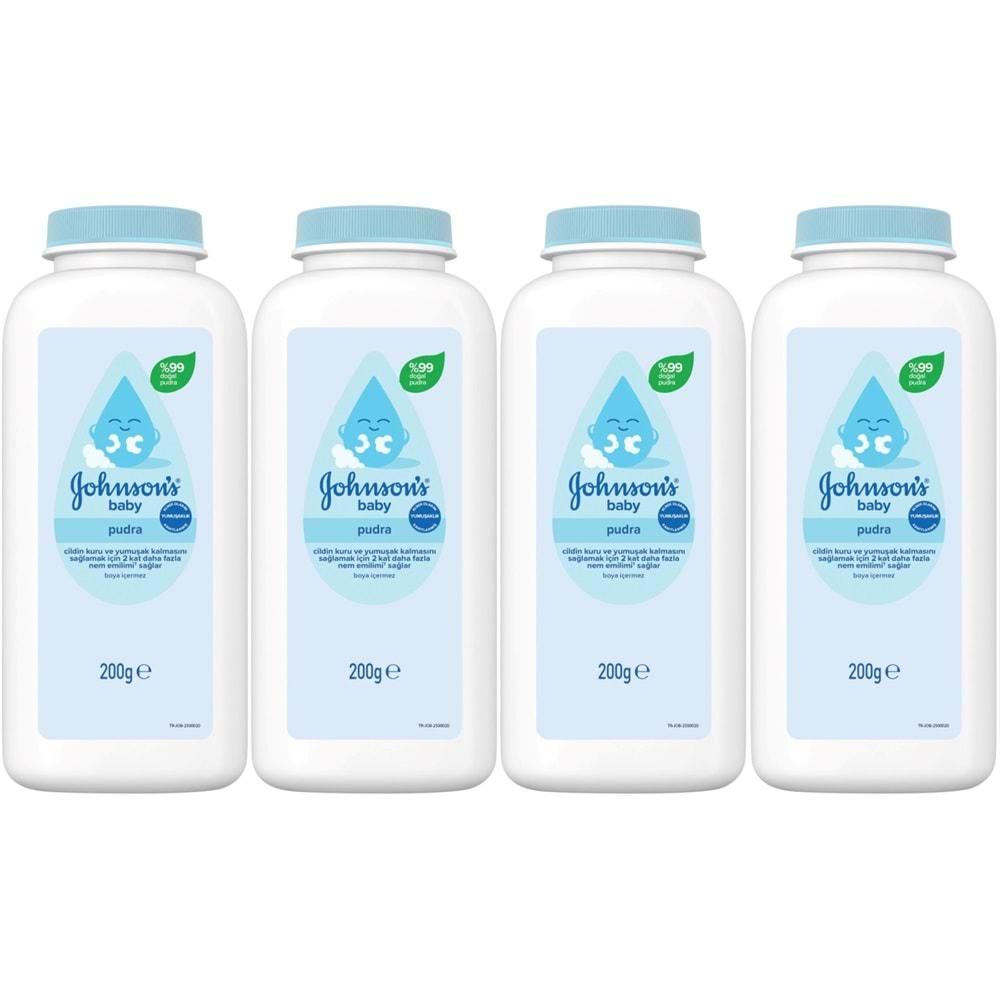 Johnsons Baby Bebek Pudrası 200GR Klasik (%99 Doğal) (4 Lü Set)