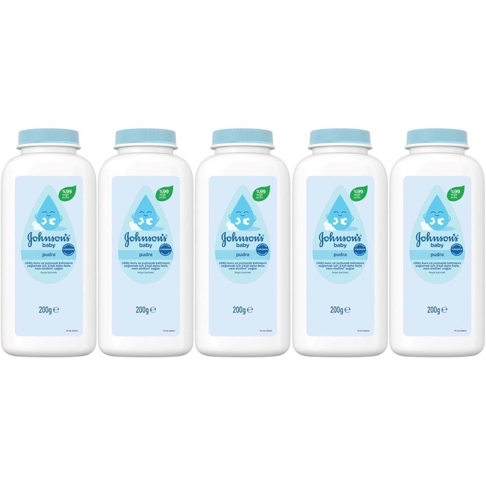 Johnsons Baby Bebek Pudrası 200GR Klasik (%99 Doğal) (5 Li Set)