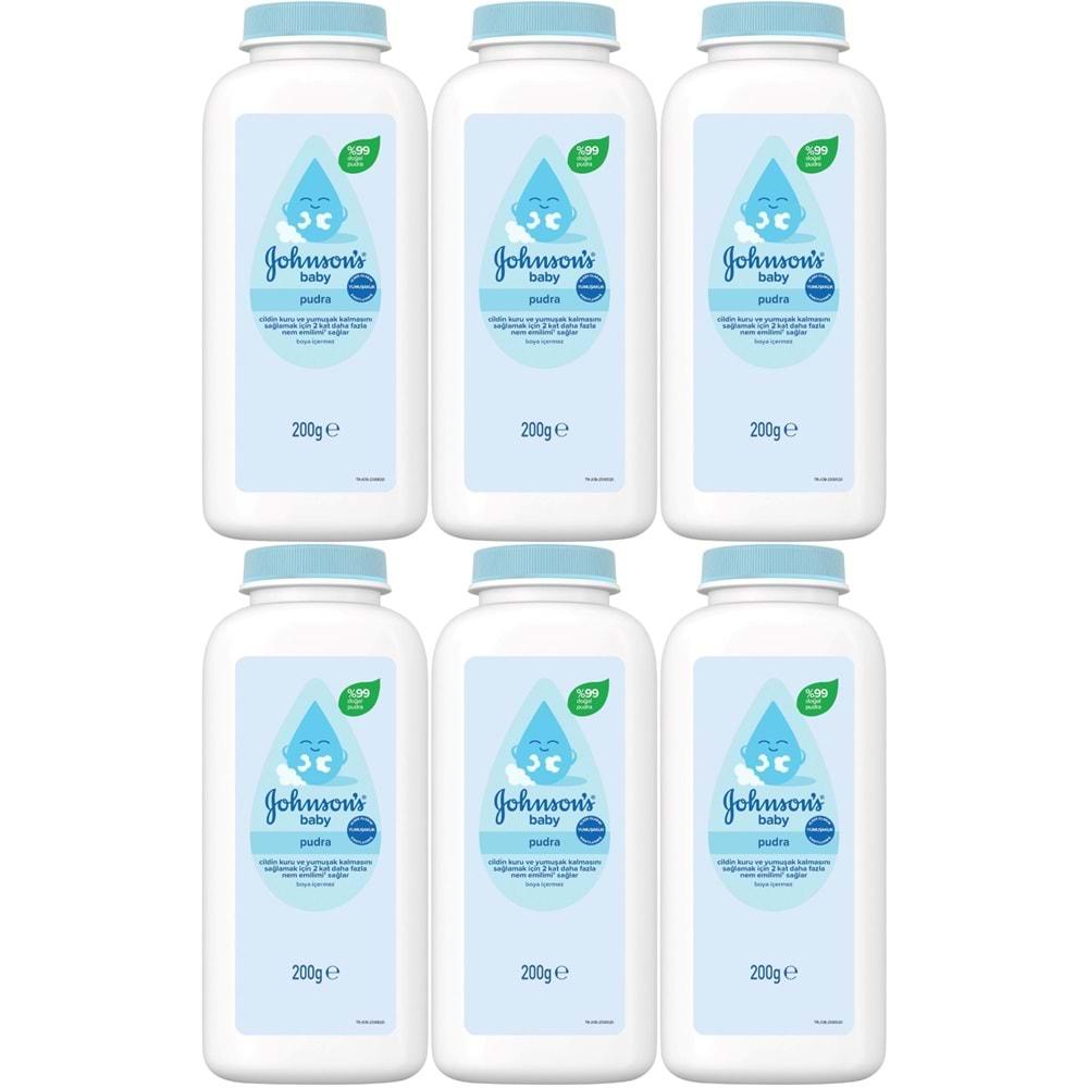 Johnsons Baby Bebek Pudrası 200GR Klasik (%99 Doğal) (6 Lı Set)