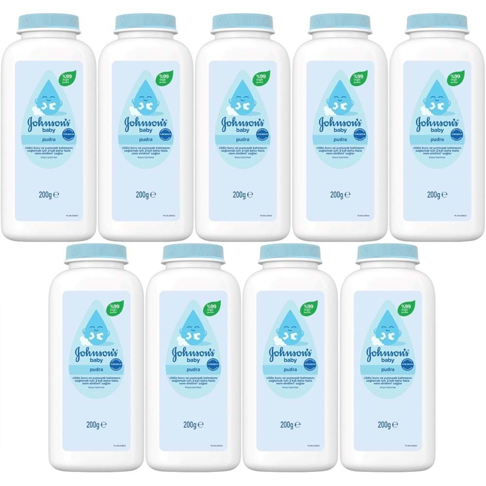 Johnsons Baby Bebek Pudrası 200GR Klasik (%99 Doğal) (9 Lu Set)