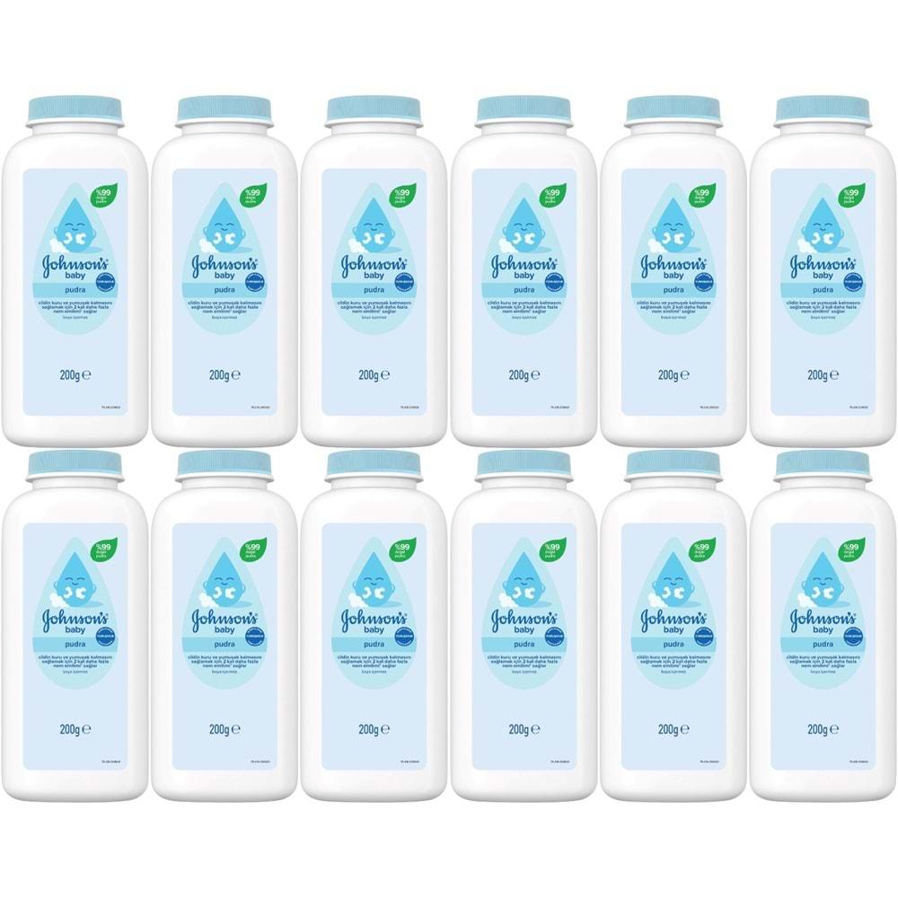 Johnsons Baby Bebek Pudrası 200GR Klasik (%99 Doğal) (12 Li Set)