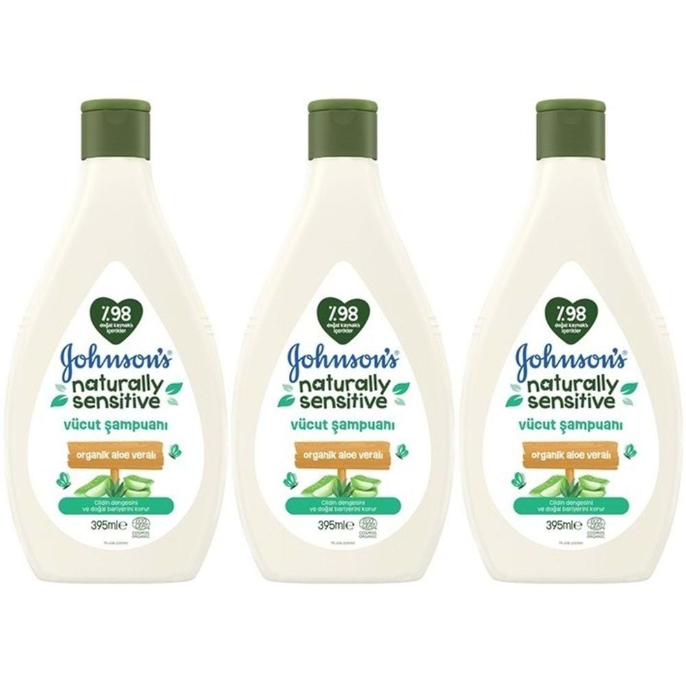 Johnsons Baby Vücut Şampuanı 395ML Natural Sensitive (Organik Aloe Veralı) (3 Lü Set)