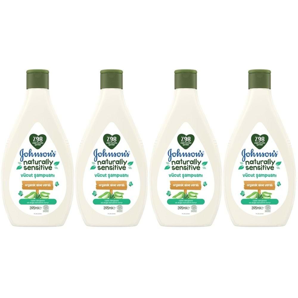 Johnsons Baby Vücut Şampuanı 395ML Natural Sensitive (Organik Aloe Veralı) (4 Lü Set)